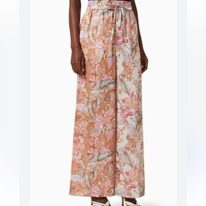 Zimmerman Cira Floral Print Linen Wide Leg Pants Sz S